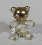 Tiny Miniature Art Glass Bear with Gold Tone Painted Head 1 3/8 inch Tall