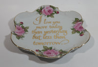 Saji Fine China Plate "I love you more today than yesterday but less than tomorrow." Made in Japan