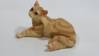 Orange Striped Cat Scratching its Face 4" Long Decorative Resin Ornament