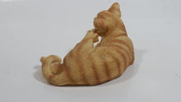 Orange Striped Cat Scratching its Face 4" Long Decorative Resin Ornament