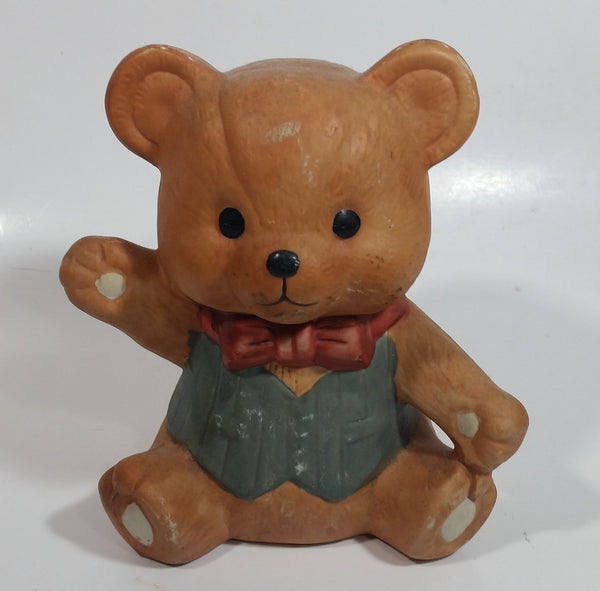 Rare Vintage Interpur Taiwan Hand Painted Ceramic 6" Tall Brown Teddy Bear