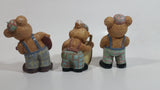 Vintage Teddy Bear Musical Band Playing Instruments Drummer, Squeeze Accordion, and Guitar Player 4" Tall Set of 3 Ceramic Figures