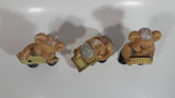 Vintage Teddy Bear Musical Band Playing Instruments Drummer, Squeeze Accordion, and Guitar Player 4" Tall Set of 3 Ceramic Figures