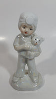 Lady Angela Boy Playing Doctor to Teddy Bear 5" Tall Hand Painted Porcelain Figurine