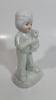 Lady Angela Boy Playing Doctor to Teddy Bear 5" Tall Hand Painted Porcelain Figurine