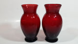 Set of 2 Vintage 1950s Anchor Hocking Ruby Red Glass Flower Vase 6 1/4 inch Tall