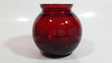 Vintage 1950s Anchor Hocking Ruby Red Bulb Shaped Glass Etched Flower Vase 3 3/4 inch Tall