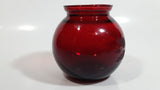 Vintage 1950s Anchor Hocking Ruby Red Bulb Shaped Glass Etched Flower Vase 3 3/4 inch Tall