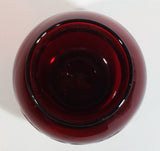 Vintage 1950s Anchor Hocking Ruby Red Bulb Shaped Glass Etched Flower Vase 3 3/4 inch Tall