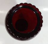 Vintage 1950s Anchor Hocking Etched Flowers and Leaves Ruby Red Glass Vase 9" Tall