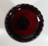 Vintage 1950s Anchor Hocking Etched Flowers and Leaves Ruby Red Glass Vase 9" Tall