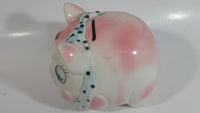 Vintage Lefton 745N Pink Pottery Pig Shaped Piggy Coin Bank