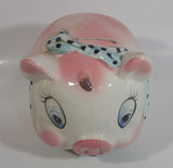 Vintage Lefton 745N Pink Pottery Pig Shaped Piggy Coin Bank