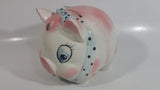 Vintage Lefton 745N Pink Pottery Pig Shaped Piggy Coin Bank