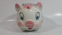 Vintage Lefton 745N Pink Pottery Pig Shaped Piggy Coin Bank