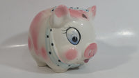 Vintage Lefton 745N Pink Pottery Pig Shaped Piggy Coin Bank