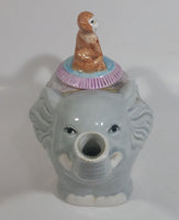 Monkey Riding Grey Elephant Themed Ceramic Tea Pot