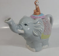 Monkey Riding Grey Elephant Themed Ceramic Tea Pot