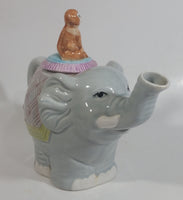 Monkey Riding Grey Elephant Themed Ceramic Tea Pot