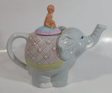 Monkey Riding Grey Elephant Themed Ceramic Tea Pot