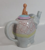 Monkey Riding Grey Elephant Themed Ceramic Tea Pot