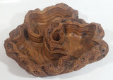 Coco Joe's Heavy Hapa Wood. Tree Stump design, 3 Compartment Candy Serving Dish