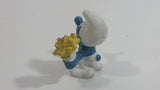 Vintage 1980 Peyo Smurf Character Holding and Eating French Fries PVC Toy Figure
