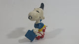 Vintage United Features Peanuts Snoopy 1970's Rollerskating with Lunch Box PVC Toy Figure Made in Hong Kong