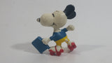 Vintage United Features Peanuts Snoopy 1970's Rollerskating with Lunch Box PVC Toy Figure Made in Hong Kong