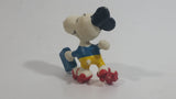 Vintage United Features Peanuts Snoopy 1970's Rollerskating with Lunch Box PVC Toy Figure Made in Hong Kong