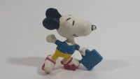 Vintage United Features Peanuts Snoopy 1970's Rollerskating with Lunch Box PVC Toy Figure Made in Hong Kong