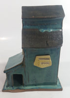 Saskatchewan Wheat Pool Blue Green Ceramic Railway Grain Storage Elevator Folk Art Model