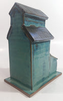 Saskatchewan Wheat Pool Blue Green Ceramic Railway Grain Storage Elevator Folk Art Model