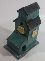 Saskatchewan Wheat Pool Blue Green Ceramic Railway Grain Storage Elevator Folk Art Model