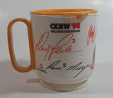 1990s CKNW/98 Vancouver Canucks NHL Ice Hockey Team with Player Autographs White and Yellow Plastic Coffee Mug Chevron Gas Station Promotional Item