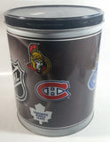 2007 NHL Ice Hockey Canadian Team Logos Houston Harvest Popcorn 11" Tall Round Steel Canister - Empty