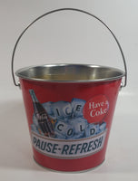 Coca-Cola Coke Ice Cold Pause Refresh 5 1/2" Tall Red Metal Pail