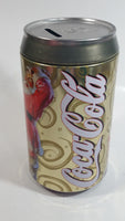 Zellers Holiday Joy Coca-Cola Coke Soda Pop Christmas Santa Themed 7 3/4" Tall Can Shaped Metal Coin Bank