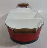 Drink Coca-Cola Coke Delicious Refreshing 3 Compartment Plastic Insert Metal Serving Tray with Wooden Handles
