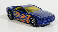 2009 Hot Wheels Trick Tracks Speed Hill Muscle Tone Metalflake Blue w/ Flames Die Cast Toy Car Vehicle