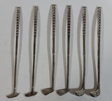 Full Set of 6 Elegance Silver Plated Zinc Miniature Golf Club Shaped Coffee Beverage Drink Stir Stirring Sticks 6" Long