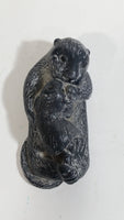 Mother Beaver and Baby Beaver Soapstone Carved Sculpture Ornament