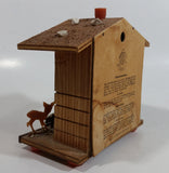 Vintage Western Germany Christmas Themed Black Forest Bavarian House Homestead Shaped Wooden and Plastic Thermometer with Man and Woman 5" Tall