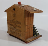 Vintage Western Germany Christmas Themed Black Forest Bavarian House Homestead Shaped Wooden and Plastic Thermometer with Man and Woman 5" Tall