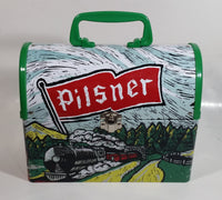 Rare Very Hard to Find Pilsner Beer with Train Locomotive Themed Metal Lunch Box Container 8 3/4" Wide