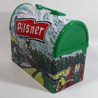 Rare Very Hard to Find Pilsner Beer with Train Locomotive Themed Metal Lunch Box Container 8 3/4" Wide