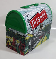 Rare Very Hard to Find Pilsner Beer with Train Locomotive Themed Metal Lunch Box Container 8 3/4" Wide