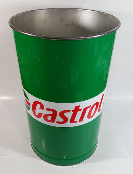 Castrol Motor Oil Green 15" Tall Metal Trash Can GUC