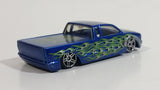 2003 Hot Wheels First Editions Steel Flame Metallic Blue Die Cast Toy Car Low Rider Truck Vehicle