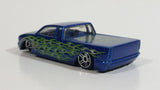 2003 Hot Wheels First Editions Steel Flame Metallic Blue Die Cast Toy Car Low Rider Truck Vehicle